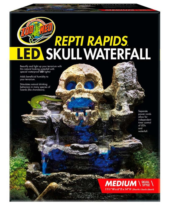 Zoo Med Repti Rapids LED Skull Waterfall Brown/Black, 1ea/MD