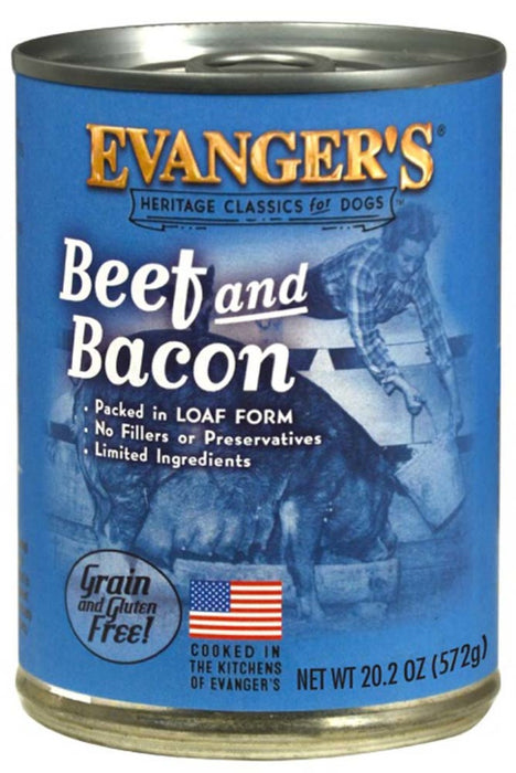 Evanger's Heritage Classic Wet Dog Food Beef & Bacon, 12ea/20.2 oz, 12 pk