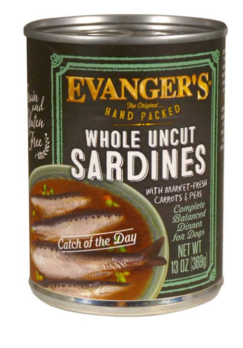 Evanger's Hand Packed Wet Dog Food Whole Uncut Sardines, 12ea/12 oz, 12 pk