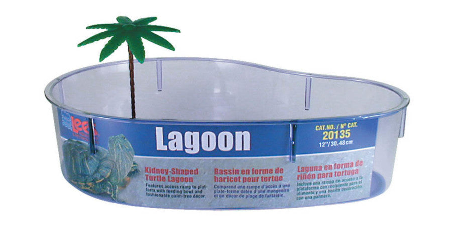 Lee's Aquarium & Pet Products Kidney Shape Turtle Lagoon with Plant Clear, 6ea/12 in