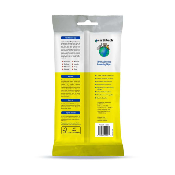 Earthbath Hypo-Allergenic Grooming Wipes, Fragrance Free 1ea/30 ct