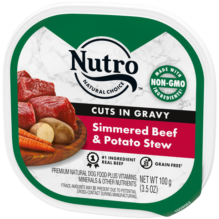 Nutro Products Grain Free Cuts in Gravy Adult Wet Dog Food Beef & Potato Stew, 24ea/3.5 oz, 24 pk