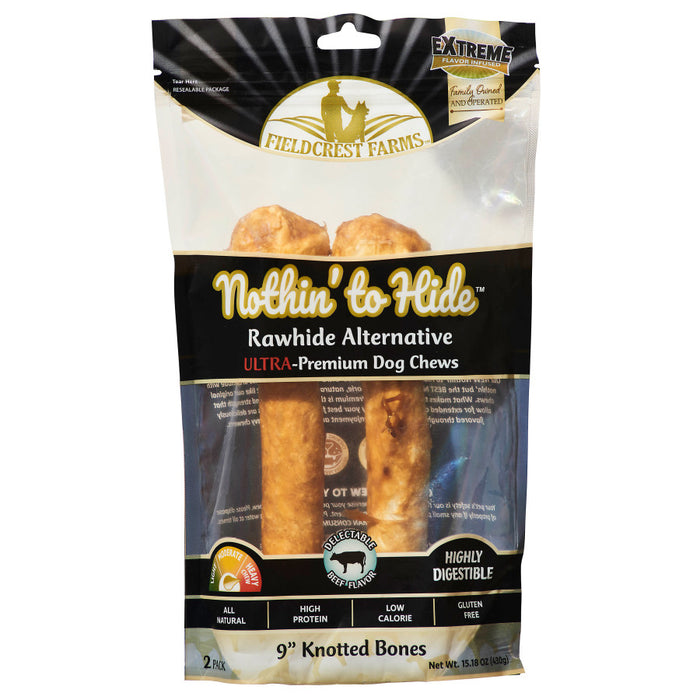 Fieldcrest Farms Nothin' To Hide Ultra Knotted Bone Dog Treat 1ea/9 in, 2 pk