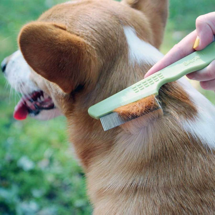 Safari Dog Double Row Flea Combs with Handle Green, 1ea