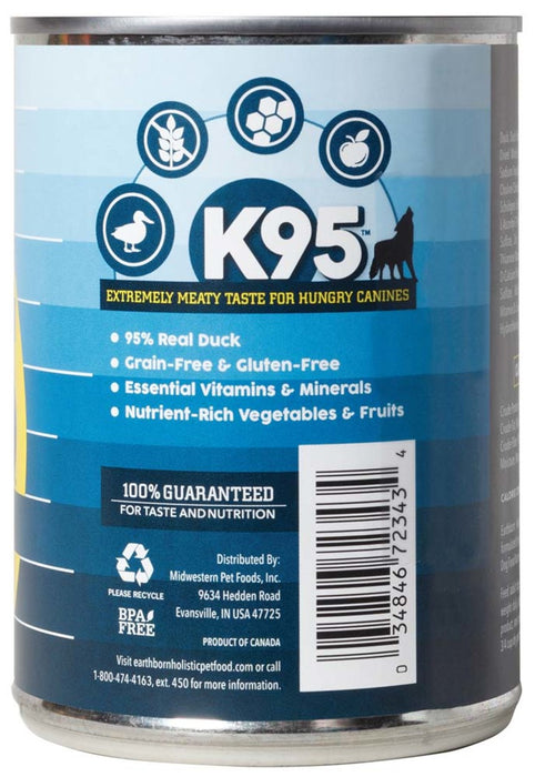 Earthborn Holistic Grain Free K95 Meat Protein Wet Dog Food Duck, 12ea/13 oz