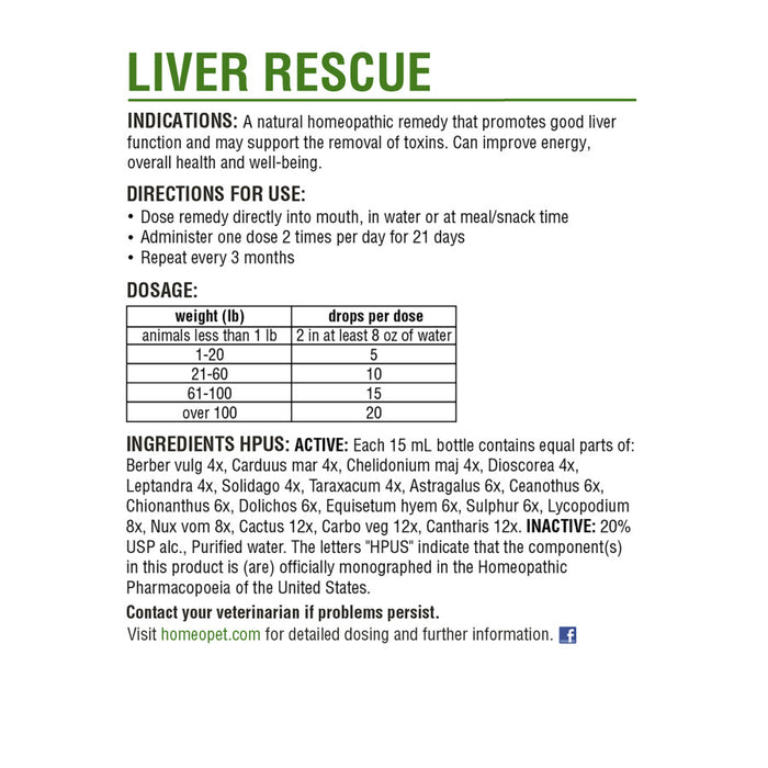 HomeoPet Liver Rescue 1ea/15 ml