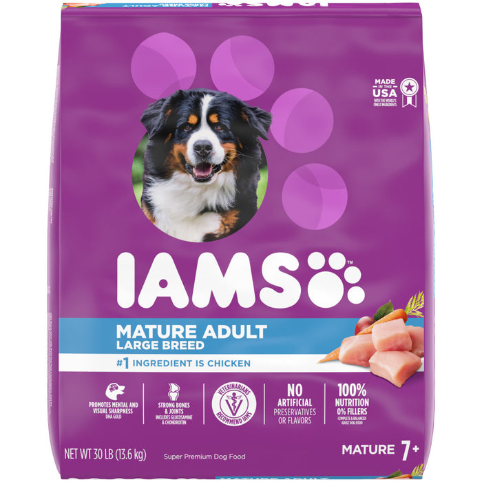 IAMS Mature Adult Large Breed Senior Dry Dog Food Chicken, 1ea/30 lb