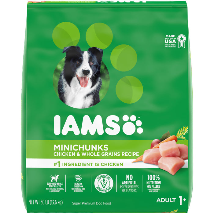 IAMS Minichunks Small Kibble High Protein Adult Dry Dog Food Real Chicken, 1ea/30 lb