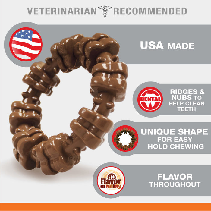 Nylabone Power Chew Textured Dog Chew Ring Toy Flavor Medley, 1ea/XL - 50+ lb