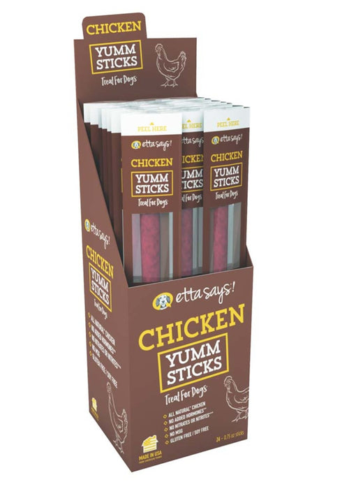 Etta Says! Chicken Yumm Sticks Dog Treat Display Box Chicken, 24ea/24 ct