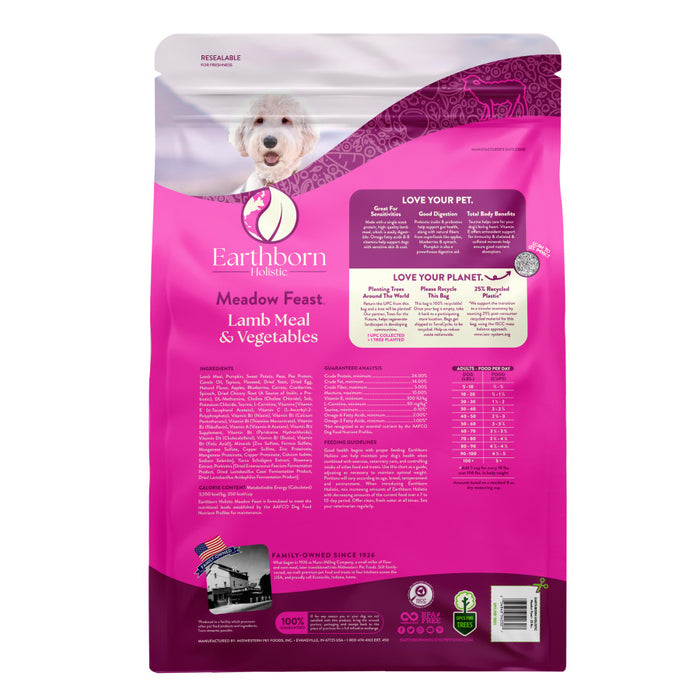 Earthborn Holistic Meadow Feast Grain-Free Dry Dog Food Lamb Meal & Vegetables, 1ea/25 lb