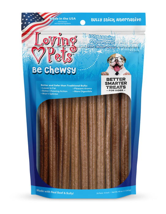 Loving Pets Be Chewsy Bully Stick Alternative Dog Treat 1ea/10 in, 20 pk