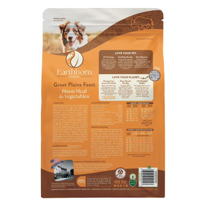 Earthborn Holistic Great Plains Feast Grain-Free Dry Dog Food Bison Meal & Vegetables, 1ea/4 lb