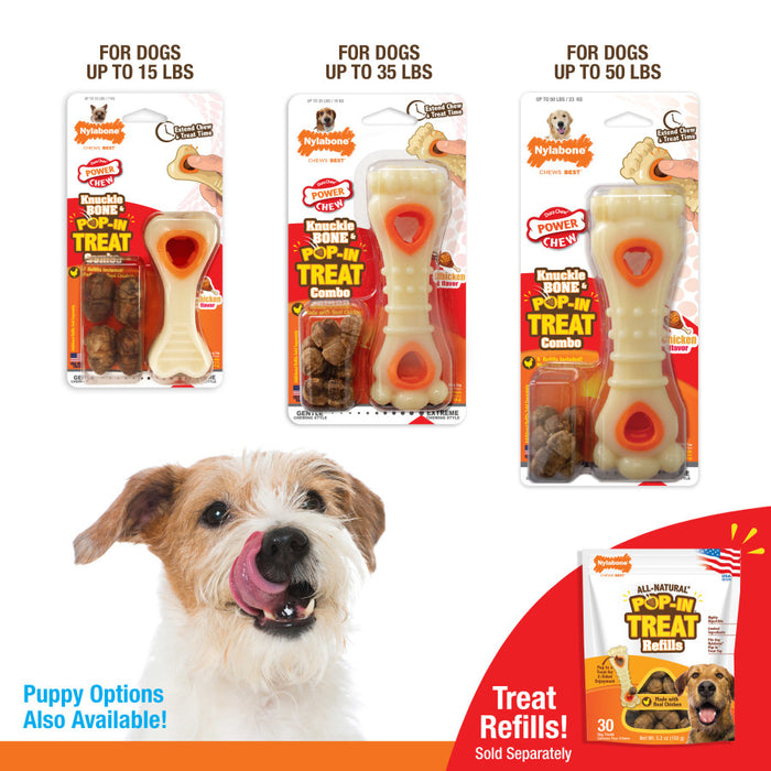 Nylabone Power Chew Knuckle Bone & Pop-In Treat Dog Toy Combo Pop-In, 1ea/Large - Up To 50 lb