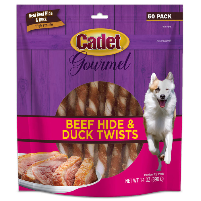 Cadet Gourmet Beef Hide & Duck Dog Twist Sticks Beef Hide & Duck, 1ea/5 In. (50 ct)