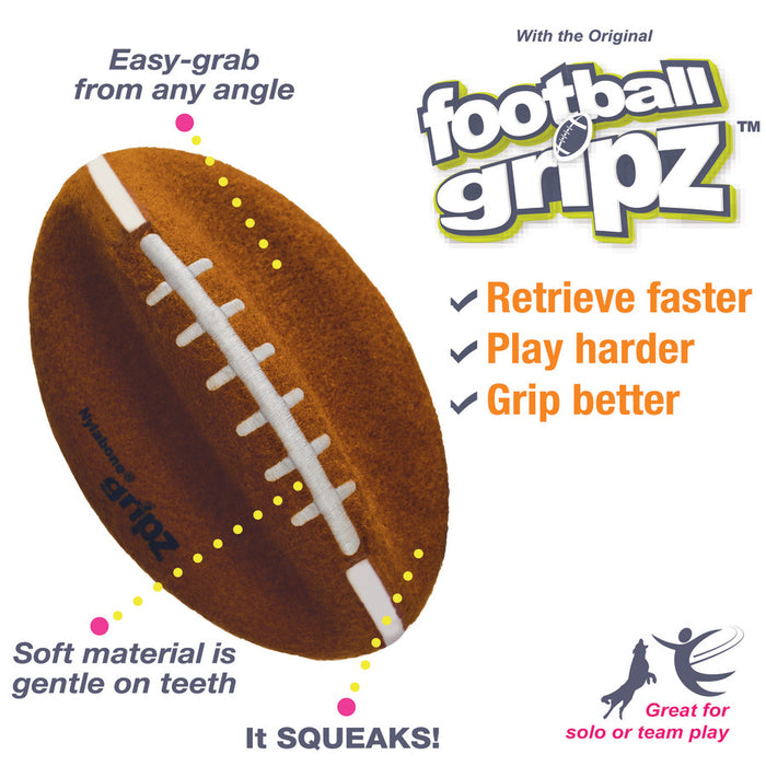 Nylabone Power Play Dog Football Gripz 1ea/Medium