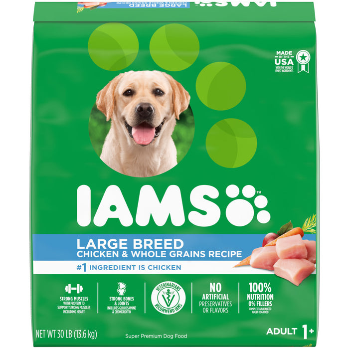 IAMS High Protein Large Breed Adult Dry Dog Food Real Chicken, 1ea/30 lb