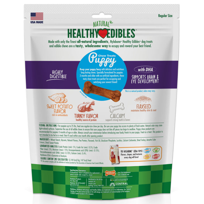 Nylabone Healthy Edibles Puppy Chew Treats Turkey & Sweet Potato, 1ea/SMall - Up To 25 lb, 8 ct