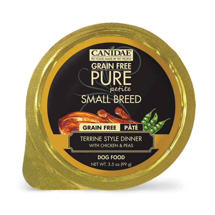 CANIDAE PURE Petite Small Breed Grain-Free Wet Dog Food Pâté w/Chicken & Peas, 12ea/3.5 oz