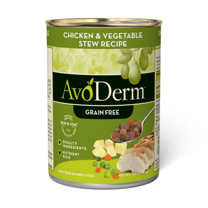 AvoDerm Natural Grain Free Chicken & Vegetable Stew Recipe Wet Dog Food 12ea/12.5 oz