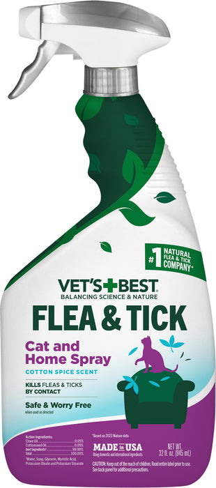 Vet's Best Flea & Tick Cat and Home Spray Cotton Spice Scent, 1ea/32 oz