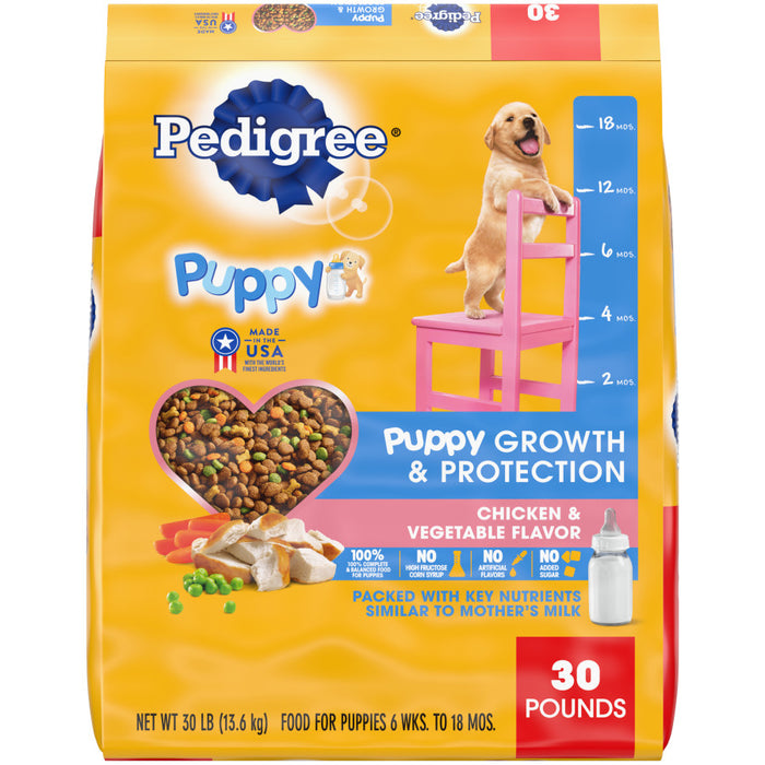 Pedigree Puppy Growth & Protection Dry Dog Food Chicken & Vegetable, 1ea/30 lb