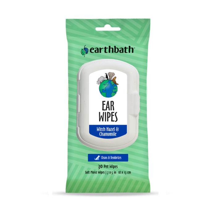 Earthbath Ear Wipes with Witch Hazel for Dogs, Cats, Puppies, & Kittens, Fragrance Free 6ea/30 ct