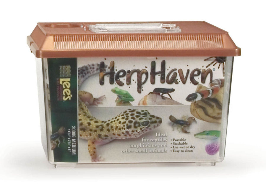 Lee's Aquarium & Pet Products HerpHaven Carrier for Reptiles & Amphibians Black, 1ea/11.75In X 8 in, MD