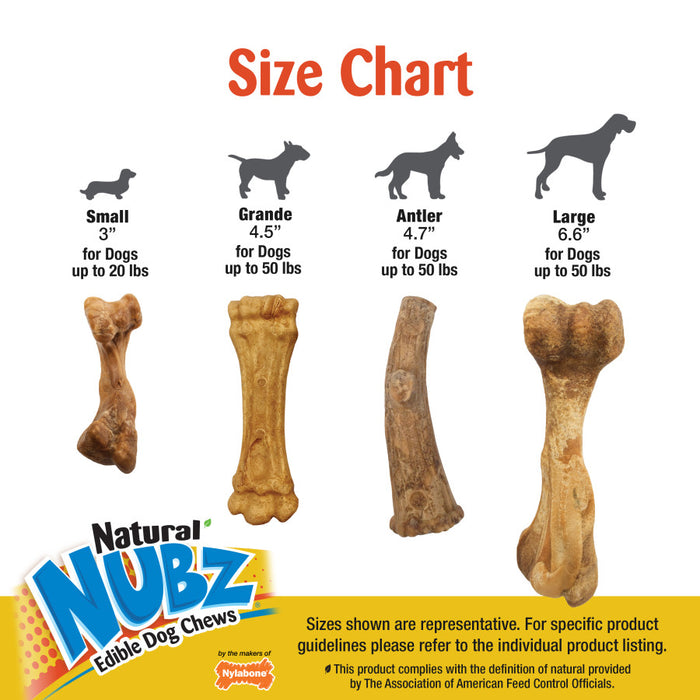 Nylabone Nubz Natural Dog Treats – Allergen-Free Peanut Butter Flavor 1ea/Large - Up To 50 lb, 2 ct