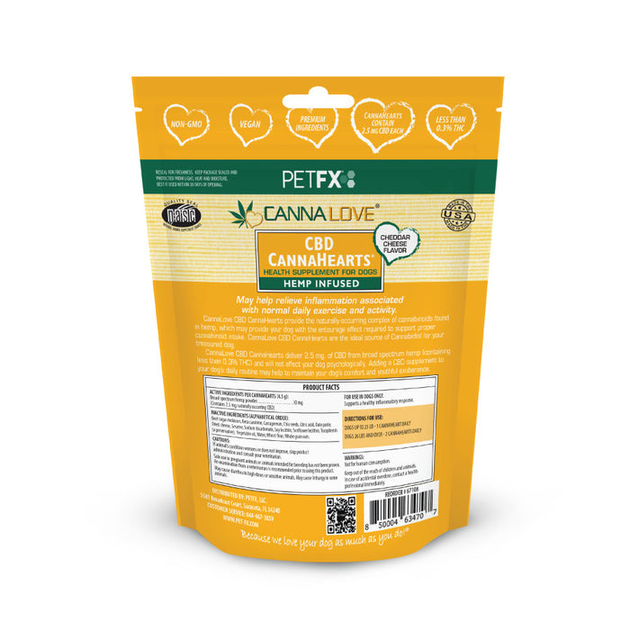 CannaLove CannaHearts CBD Dog Supplement 4.5mg, Cheese, 1ea/12 oz