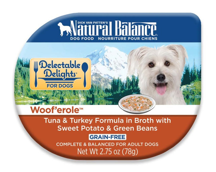 Natural Balance Pet Foods Delectable Delights Grain Free Wet Dog Food Woof'erole in Broth, 24ea/2.75 oz