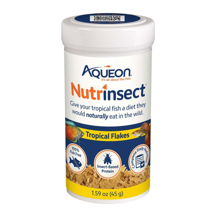 Aqueon Nutrinsect Fish-Free Fish Food Tropical Flakes, 1ea/1.59 oz