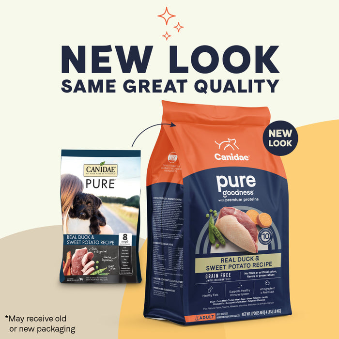 CANIDAE PURE Goodness Grain-Free LID Dry Dog Food Duck & Sweet Potato, 1ea/4 lb