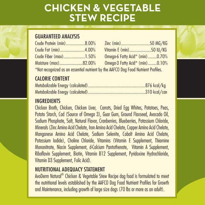 AvoDerm Natural Grain Free Chicken & Vegetable Stew Recipe Wet Dog Food 12ea/12.5 oz