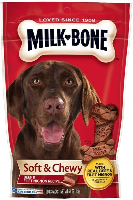 Milk-Bone Soft & Chewy Dog Treats Beef & Filet Mignon, 1ea/5.6 oz