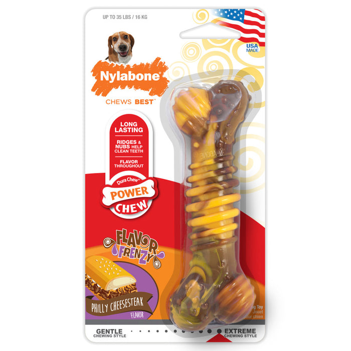 Nylabone Flavor Frenzy Power Chew Dog Toy Philly Cheesesteak, 1ea/Medium - Up To 35 lb