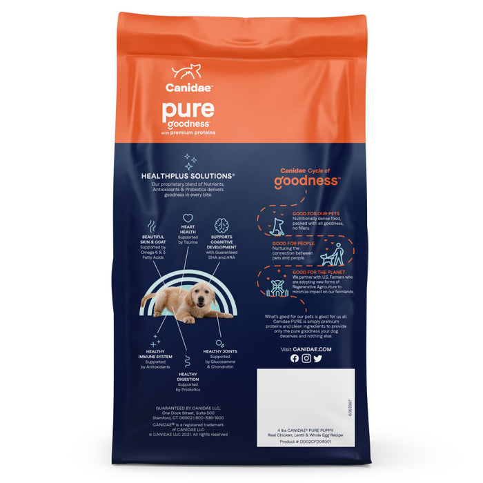 CANIDAE PURE Goodness Grain-Free LID Dry Puppy Food Chicken, Lentil & Whole Egg, 1ea/22 lb