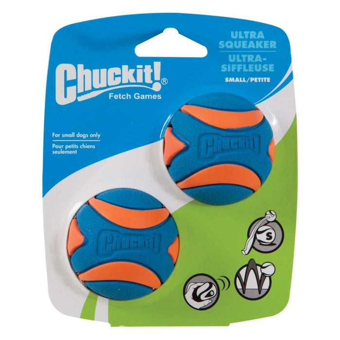 Chuckit! Ultra Squeaker Balls Dog Toy Blue/Orange, 1ea/2 pk, SM