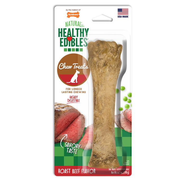 Nylabone Healthy Edibles All-Natural Long Lasting Roast Beef Flavor Chew Treats 1 Count, 1ea/Souper - 50+ lb