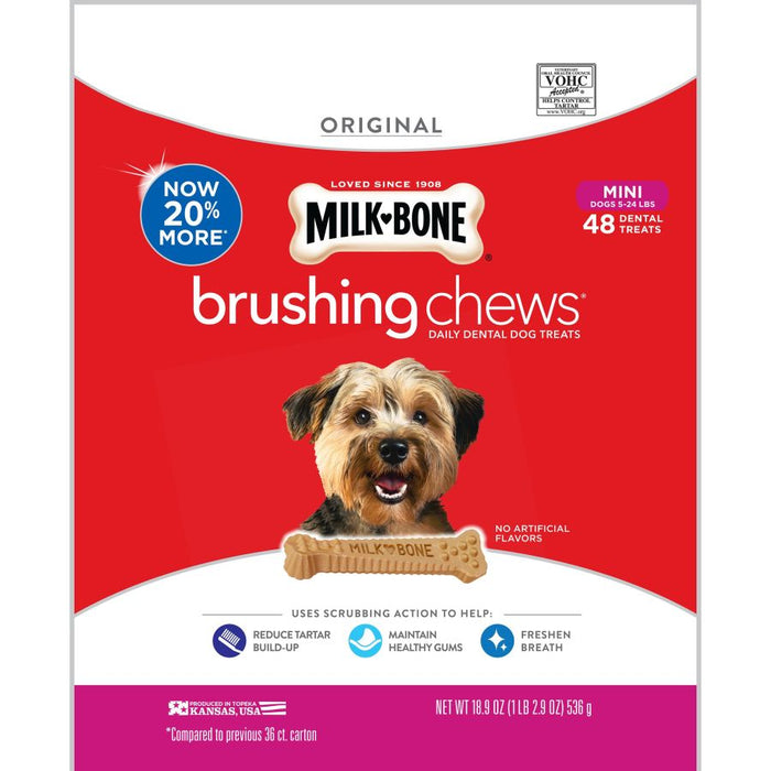 Milk-Bone Brushing Chews Dog Treat Original, 1ea/XS, 5-24 lb, 48 ct