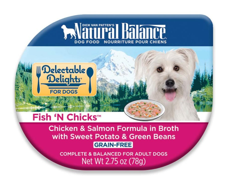 Natural Balance Pet Foods Delectable Delights Grain Free Wet Dog Food Fish 'N Chicks in Broth, 24ea/2.75 oz