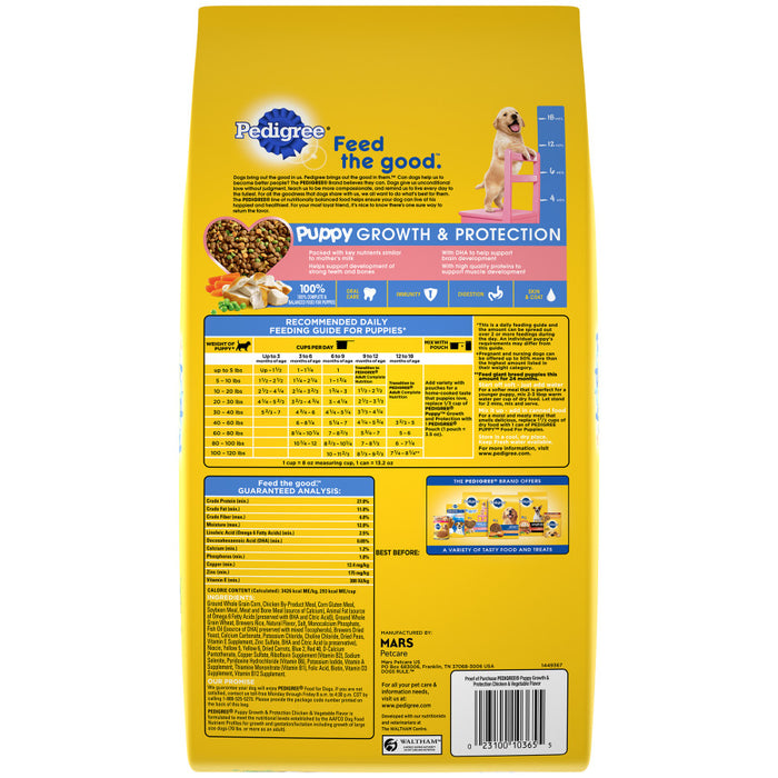 Pedigree Puppy Growth & Protection Dry Dog Food Chicken & Vegetable, 1ea/3.5 lb