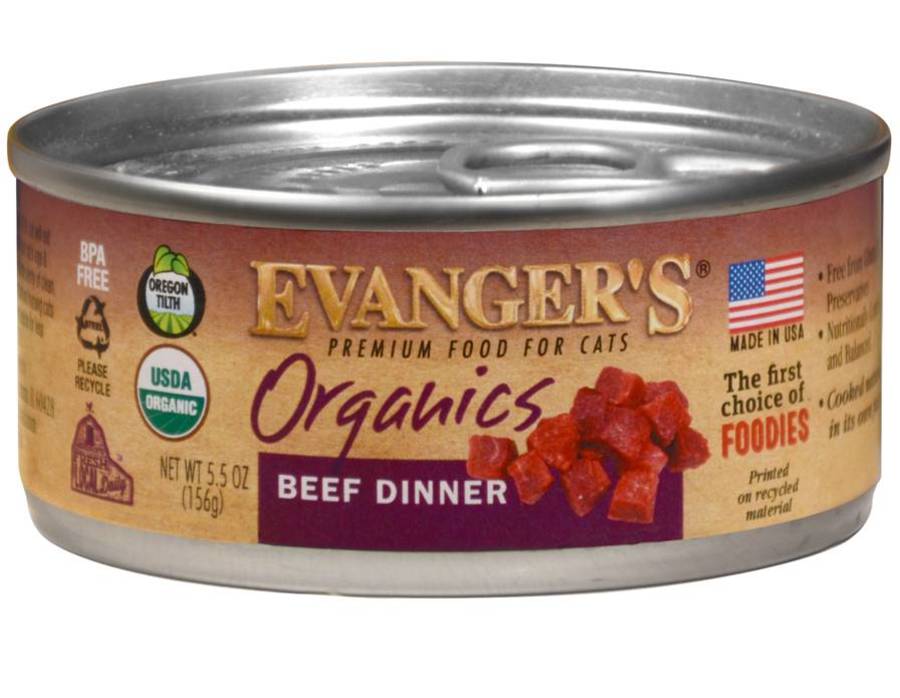 Evanger's Organics Wet Cat Food Beef, 24ea/5.5 oz