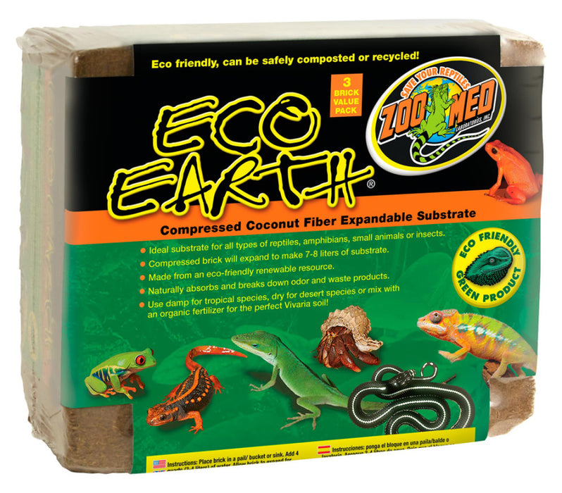 Zoo Med Eco Earth Coconut Fiber Substrate Brown, 1ea/3 pk