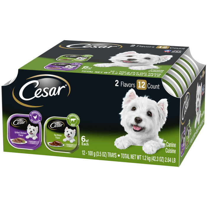 Cesar Classic Loaf in Sauce Adult Wet Dog Food Variety Pack (Grilled Chicken, Top Serloin), 2ea/42.3 oz, 12 pk