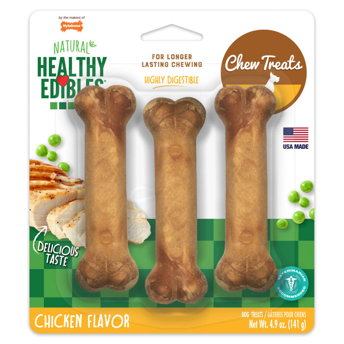 Nylabone Healthy Edibles All-Natural Long Lasting Chicken Flavor Dog Chew Treats 1ea/SMall - Up To 25 lb, 3 ct