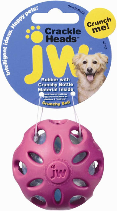 JW Pet Crackle Heads Crackle Ball Dog Toy Assorted, 1ea/SM