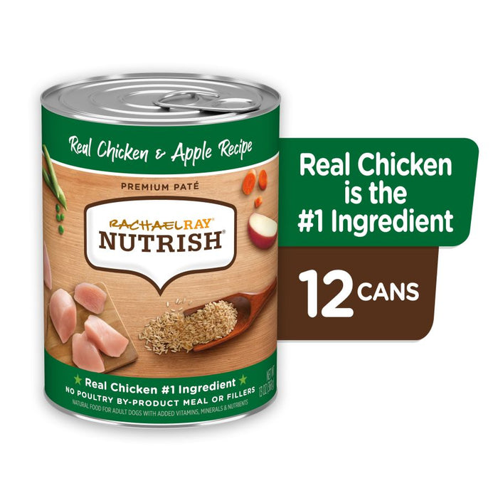 Rachael Ray NUTRISH Premium Pate Canned Dog Food Chicken & Apple Recipe, 12ea/13 oz