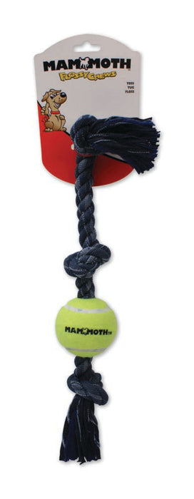 Mammoth Pet Products Denim 3 Knot Tug with Ball Dog Toy Grey, 1ea/20 in, MD