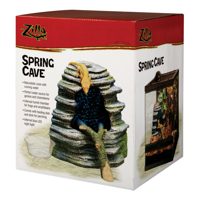 Zilla Spring Cave Décor with Blue LED Rain Chamber, 1ea/One Size